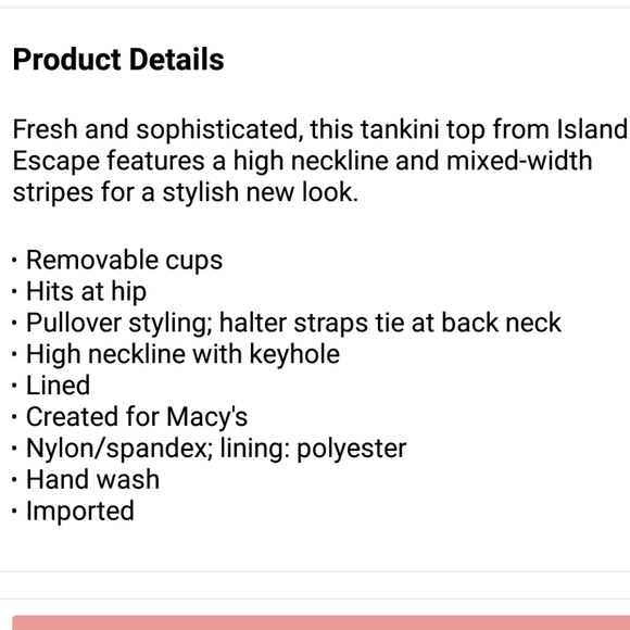 New Island Escape Striped High-Neck Tankini Top - Picture 6 of 6